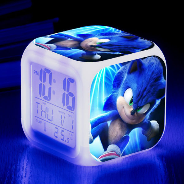 Sonic the Hedgehog storbilds digital fyrkantig färgglad väckarklocka för barn