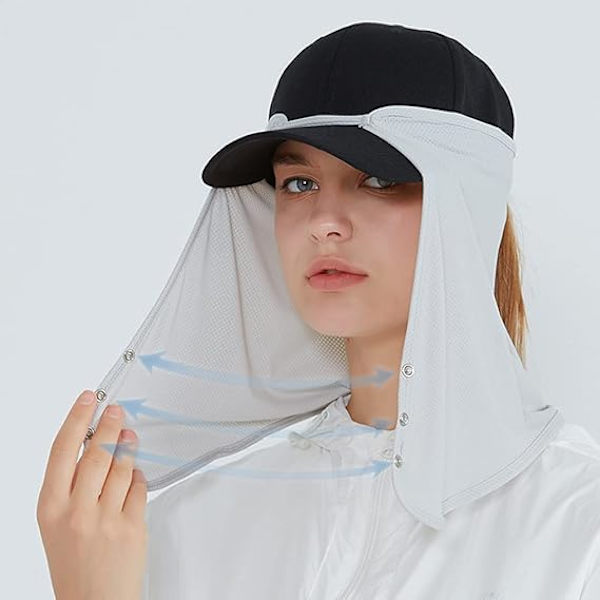 Unisex solskydd nackskydd mesh keps drapera elastisk kylande ansiktsmask