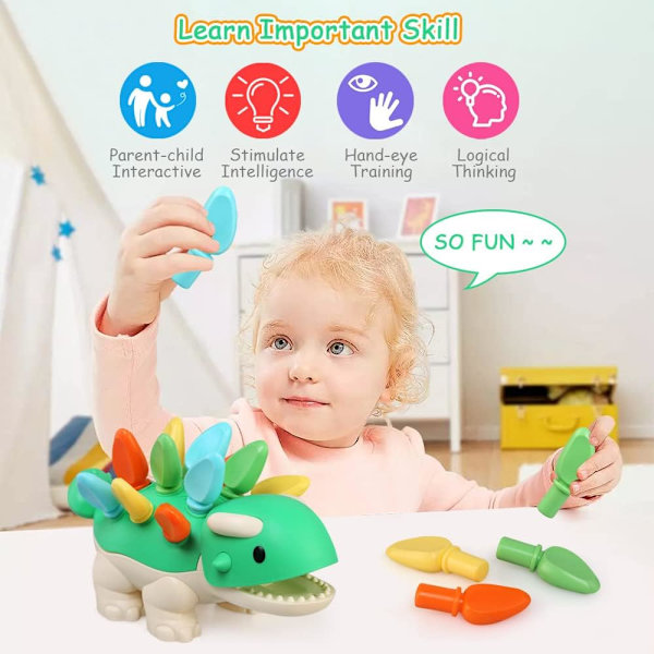Leksaker för barn 1 2 3 år, Montessori leksaker, dinosaurie leksaker, pedagogiska spel för att lära sig matematik och färgsortering