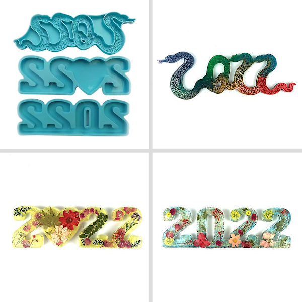3 st/set 2022 Siffer Ornament Epoxihartsform Heminredning