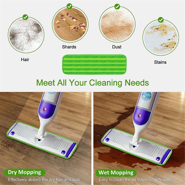 4 stk. Gjenbrukbare moppeputer for Wet Jet Mopp Refill Puter Erstatning