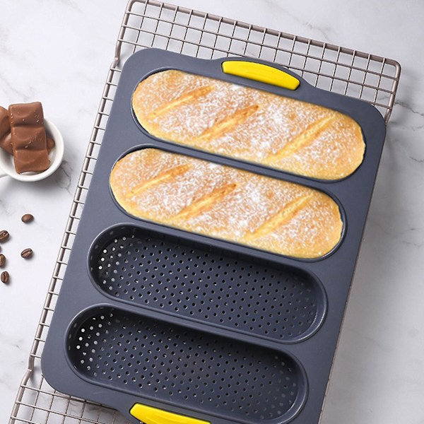 Livsmedelsgodkänd 4-facks silikonform för franskbröd, non-stick