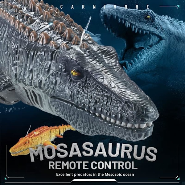 OBEST 2.4GHz Fjernstyret Mosasaurus Både til Børn, RC Haj Både Vand Spray Pool og Sø Legetøj, RC Elektrisk Haj Dinosaur, 2 Batterier