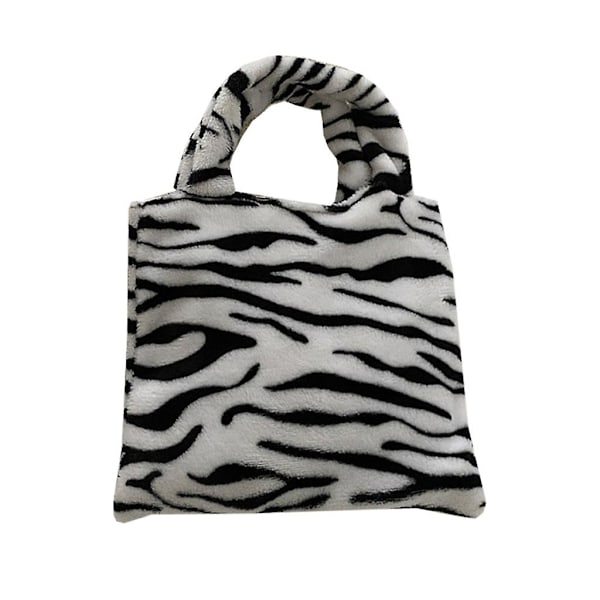 Dame Ko Mønster Håndtaske Plys Zebra Stribede Tasker Leopard Print