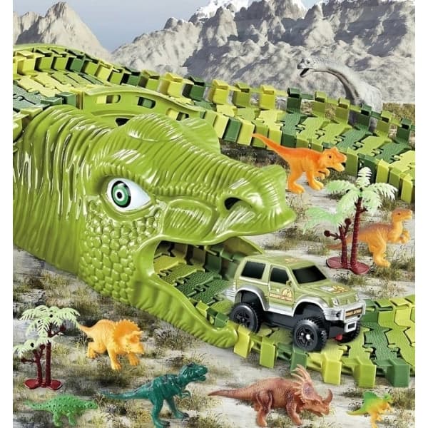 Stor Bilbane til Børn - Dinosaur Grøn
