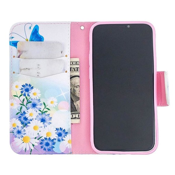 Lompakkokotelo iPhone 12 Mini - Perhosia Ja Kukkia
