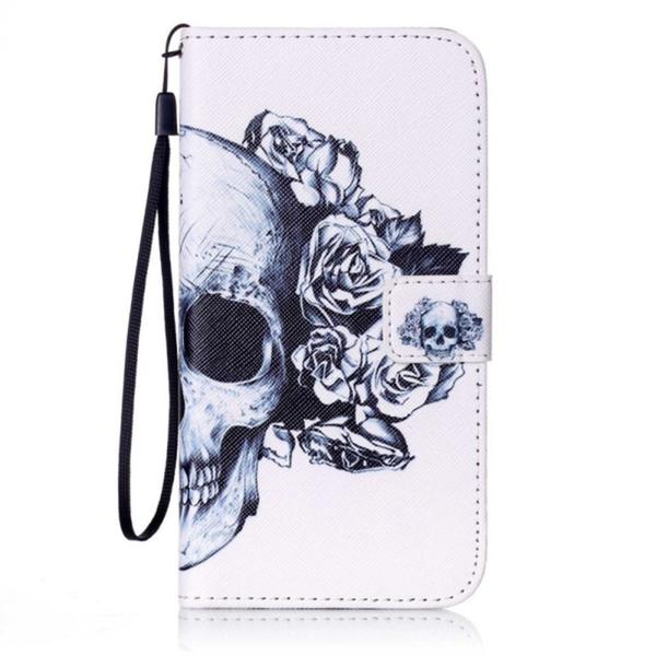 Plånboksfodral Apple iPhone 8 Plus – Döskalle / Rosor