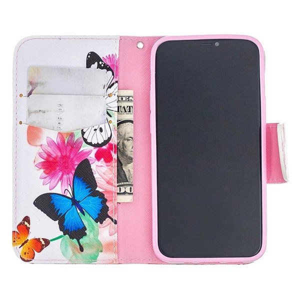 Lompakkokotelo iPhone 12 - Värikkäitä Perhosia