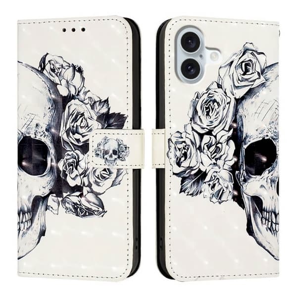 Plånboksfodral Apple iPhone 17 – Döskalle / Rosor