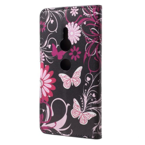 Plånboksfodral Sony Xperia XZ2 - Svart med Fjärilar