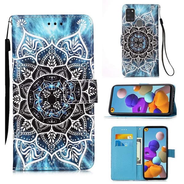 Lompakkokotelo Samsung Galaxy A21s - Sininen Mandala
