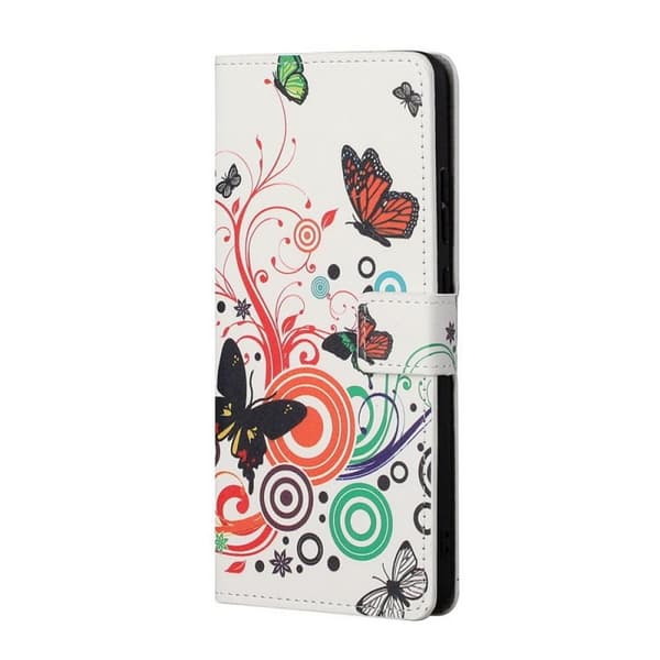 Lompakkokotelo Samsung Galaxy S22 Plus - Valkoinen Perhosilla