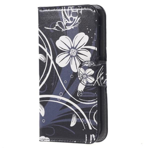 Plånboksfodral Samsung Xcover 3 (SM-G388F) - Svart med Blommor