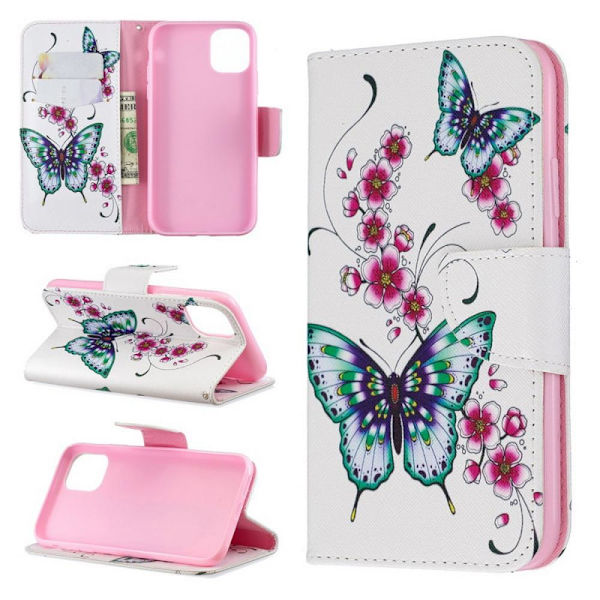 Lompakkokotelo iPhone 13 - Perhosia Ja Kukkia