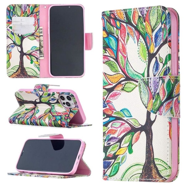 Lompakkokotelo iPhone 12 Pro - Värikäs Puu