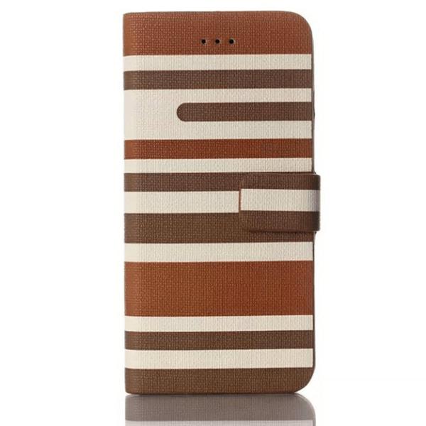 Plånboksfodral Apple Iphone 6 / 6S Plus - Linjer Mörkbrun & Brun