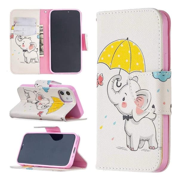 Plånboksfodral Apple iPhone 12 Mini – Elefant med Paraply
