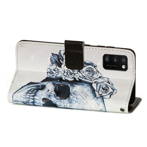 Plånboksfodral Samsung Galaxy A41 - Döskalle / Rosor