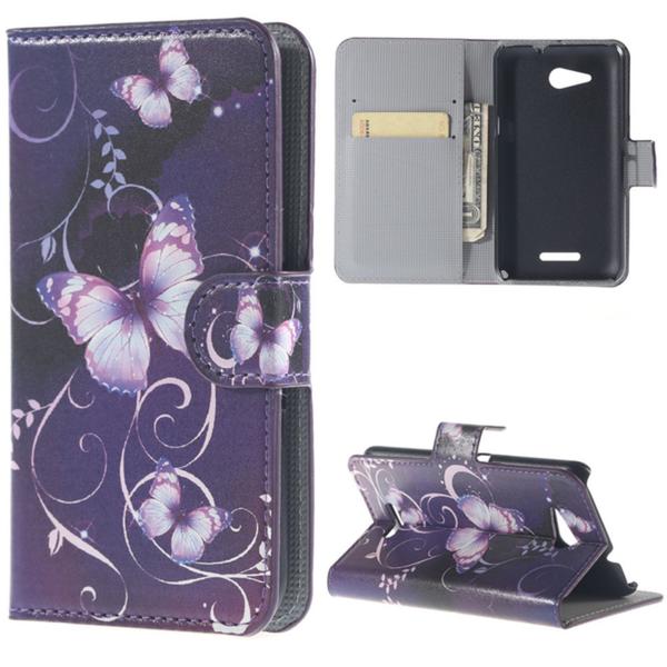Plånboksfodral Sony Xperia E4g - Lila med Fjärilar