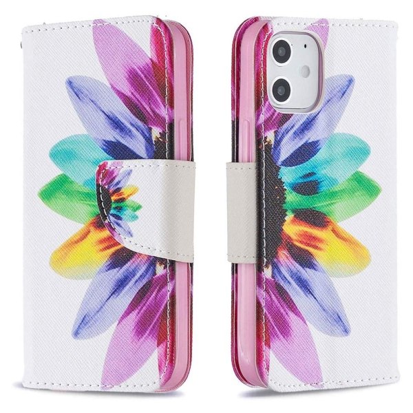 Lompakkokotelo iPhone 12 - Värikäs Kukka