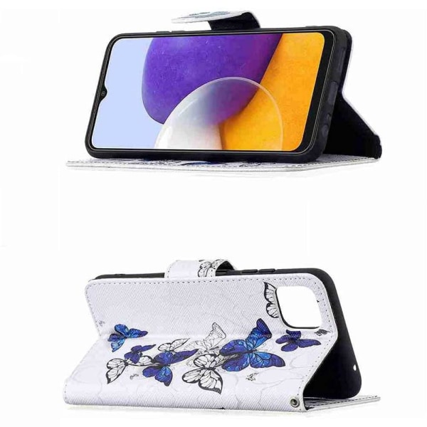 Lompakkokotelo Samsung Galaxy A03 - Siniset Ja Valkoiset Perhose