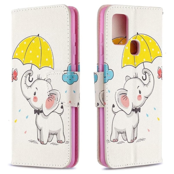 Plånboksfodral Samsung Galaxy A21s – Elefant med Paraply