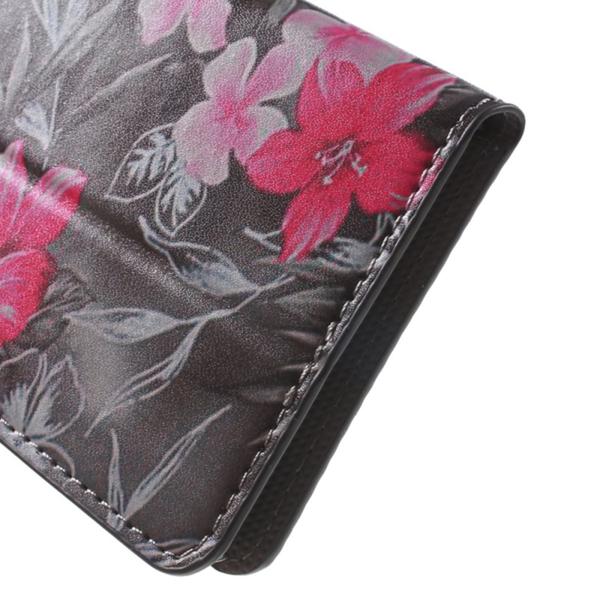 Plånboksfodral Sony Xperia E5 - Svartvit med Blommor
