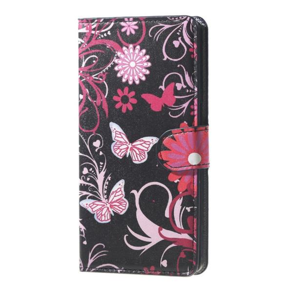 Plånboksfodral Sony Xperia E4g - Svart med Fjärilar