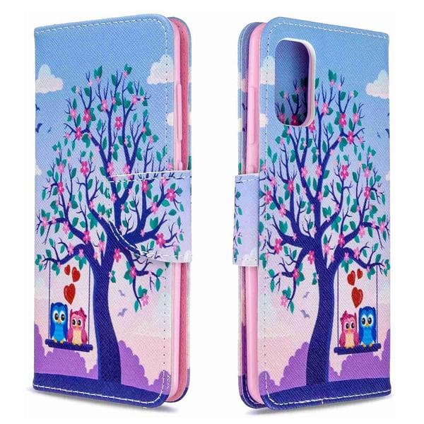 Lompakkokotelo Samsung Galaxy A51 - Pöllöt Keinussa