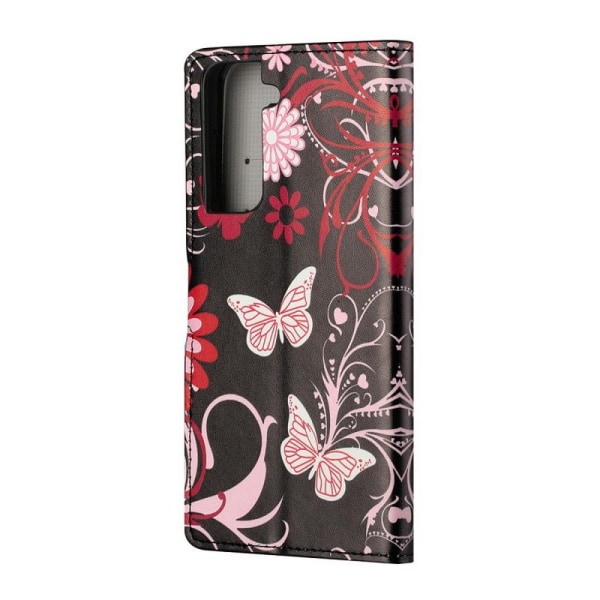 Lompakkokotelo Samsung Galaxy S21 Plus - Musta perhosilla