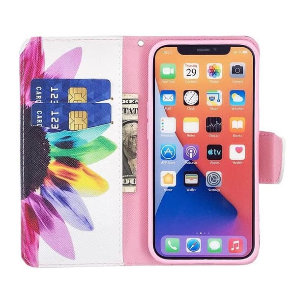 Lompakkokotelo iPhone 14 - Värikäs Kukka