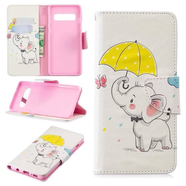 Plånboksfodral Samsung Galaxy S10 - Elefant med Paraply