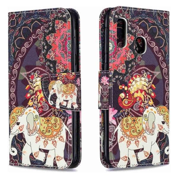 Lompakkokotelo Samsung Galaxy A20e - Intialainen / Elefantti