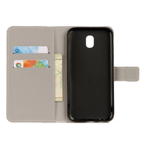 Plånboksfodral Samsung Galaxy J7 2017 - Vit med Fjärilar