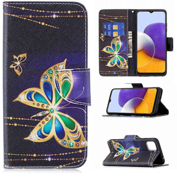 Lompakkokotelo Samsung Galaxy A03 - Kultainen Perhonen