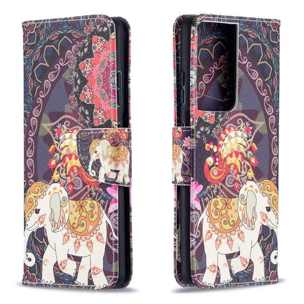 Plånboksfodral Samsung Galaxy S21 Ultra – Indiskt / Elefant