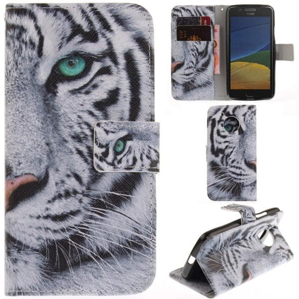 Plånboksfodral Moto G5 – Vit Tiger