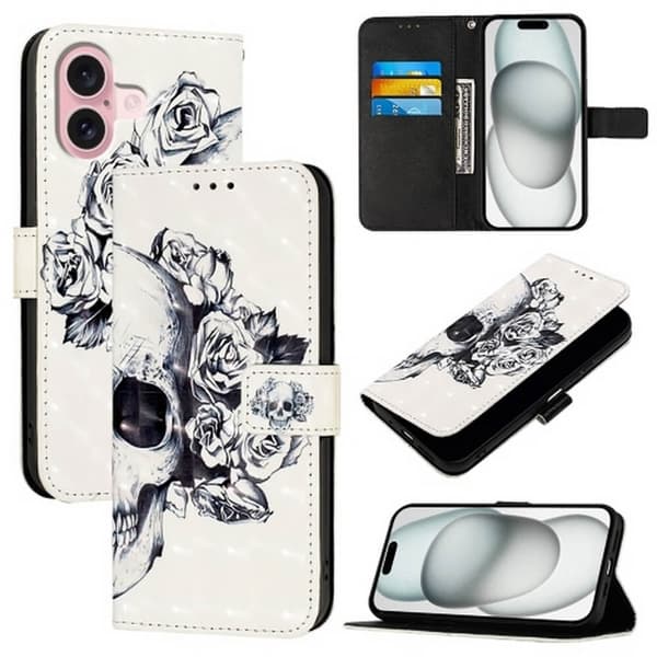 Plånboksfodral Apple iPhone 17 – Döskalle / Rosor