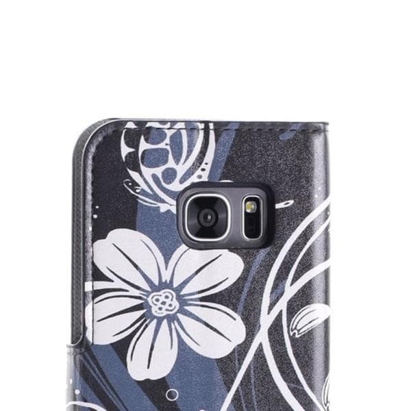 Plånboksfodral Samsung Galaxy S7 Edge – Svart med Blommor