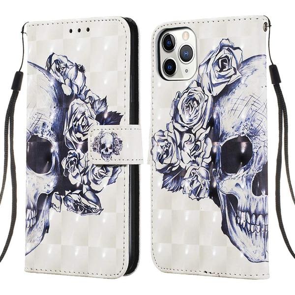 Plånboksfodral Apple iPhone 11 Pro – Döskalle / Rosor