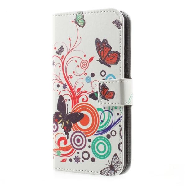 Plånboksfodral Moto G5S Plus - Vit med Fjärilar