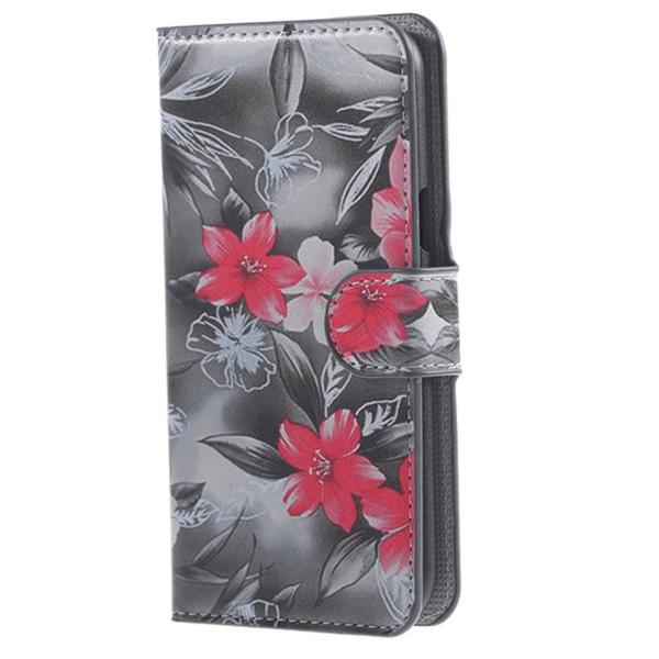 Plånboksfodral Samsung J1 (SM-J100H) - Svartvit med Blommor