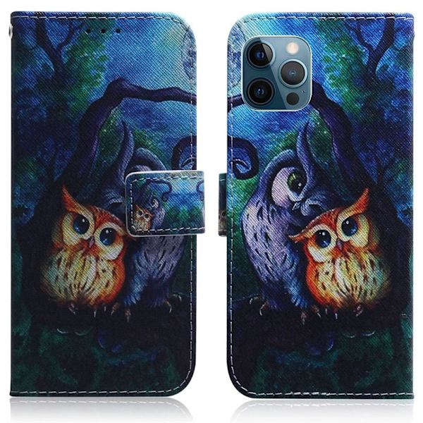 Lompakkokotelo iPhone 13 Pro - Pöllöt Kuunvalossa