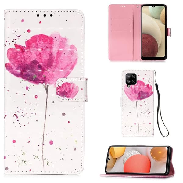 Plånboksfodral Samsung Galaxy A12 - Rosa Blomma