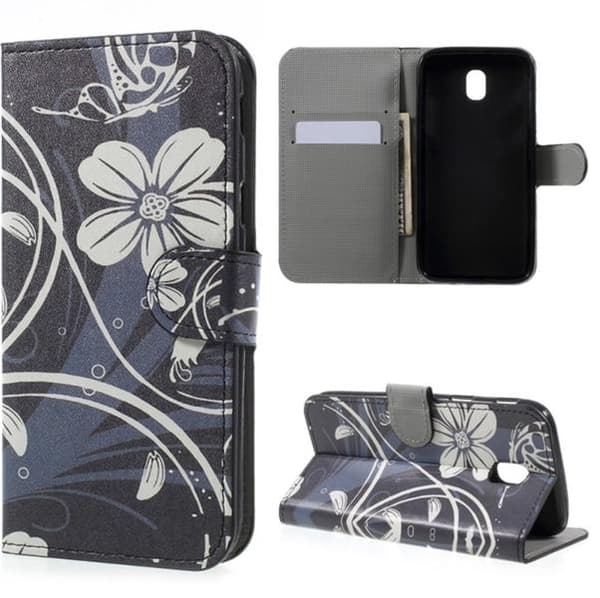 Plånboksfodral Samsung Galaxy J7 2017 – Svart med Blommor