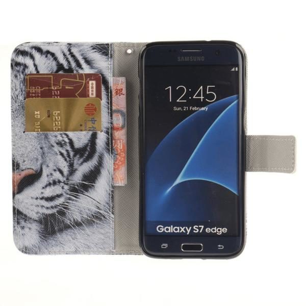 Plånboksfodral Samsung Galaxy S7 Edge – Vit Tiger