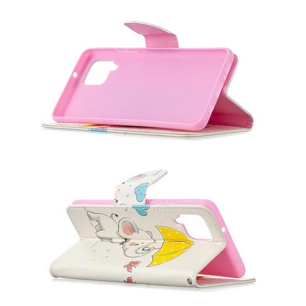 Plånboksfodral Samsung Galaxy A12 - Elefant med Paraply