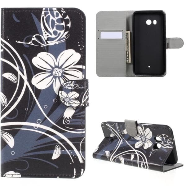 Plånboksfodral HTC U11 - Svart med Blommor