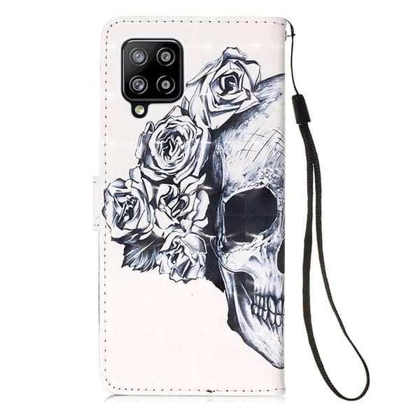 Lompakkokotelo Samsung Galaxy A12 - Pääkallo / Ruutu