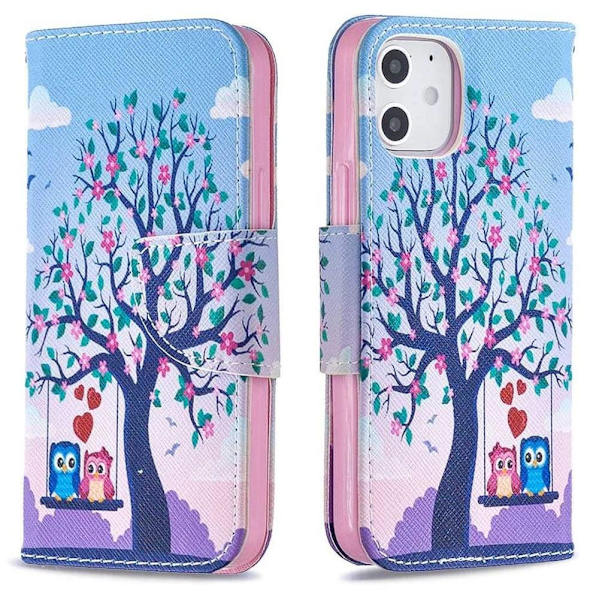 Lompakkokotelo iPhone 12 - Pöllöt Keinussa